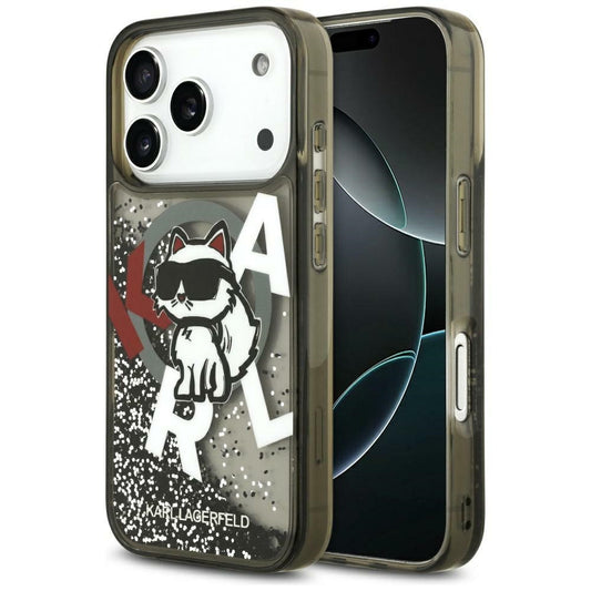 MagSafe-kotelo Apple iPhone 17 Pro Maxille, Karl Lagerfeld, Liquid Glitter Logo Choupette, Musta