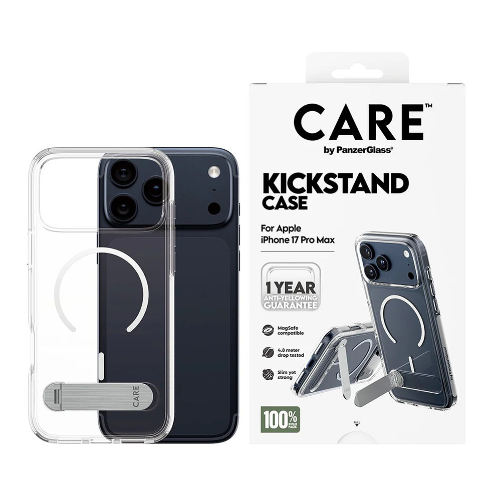 MagSafe-kotelo Apple iPhone 17 Pro Maxille, PanzerGlass, Tukijalkaominaisuus, Läpinäkyvä Valkoinen