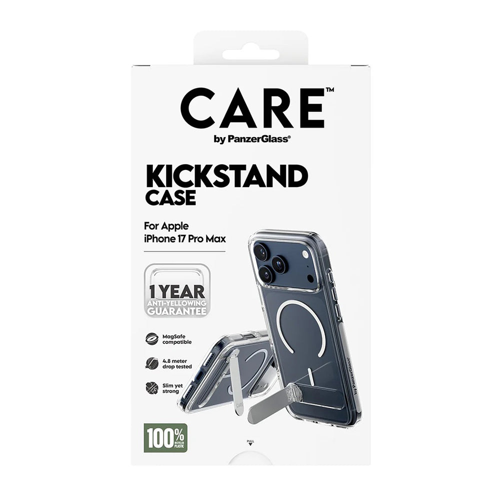MagSafe-kotelo Apple iPhone 17 Pro Maxille, PanzerGlass, Tukijalkaominaisuus, Läpinäkyvä Valkoinen