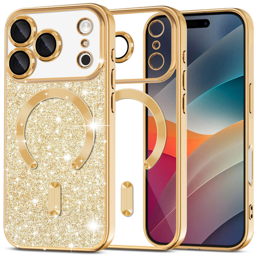 MagSafe-kotelo Apple iPhone 17 Pro Maxille, Techsuit, Luxury Glitter, Kultainen