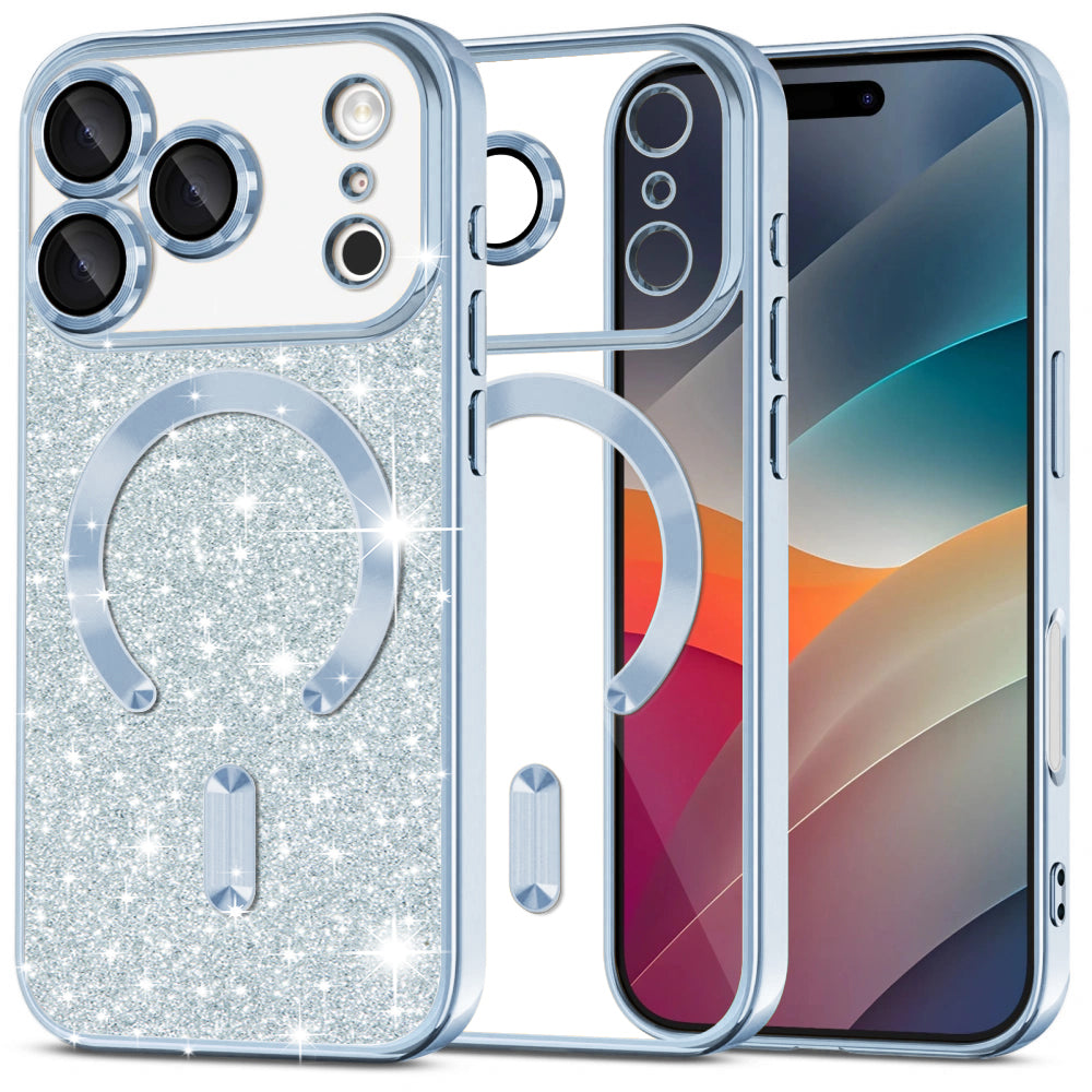 MagSafe-kotelo Apple iPhone 17 Pro Maxille, Techsuit, Luxury Glitter, Sininen