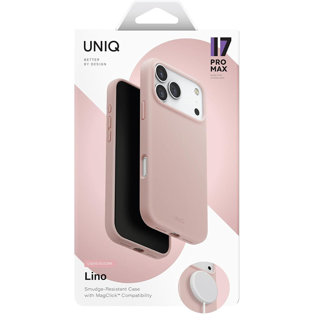 MagSafe-kotelo Apple iPhone 17 Pro Maxille, UNIQ, Lino MagClick, Pinkki