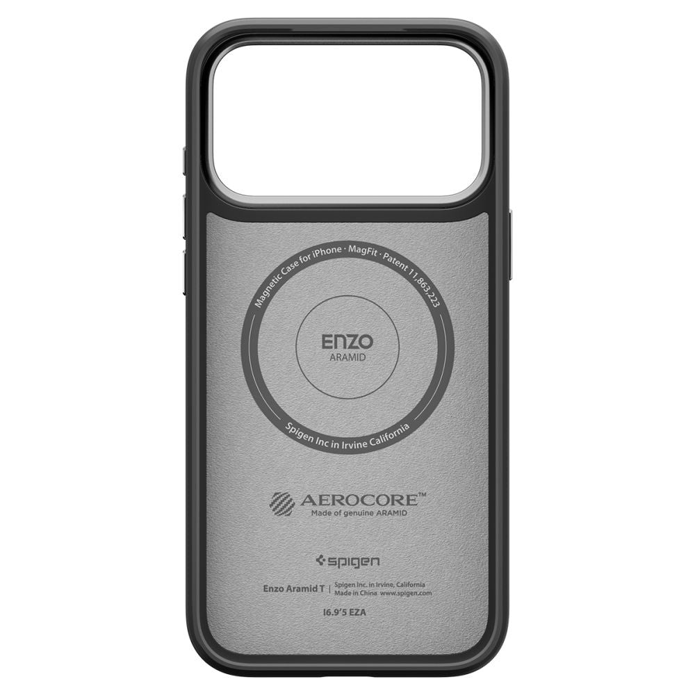 MagSafe-kotelo Apple iPhone 17 Prolle, Spigen, Enzo Aramid T, Musta Hopea ACS09958