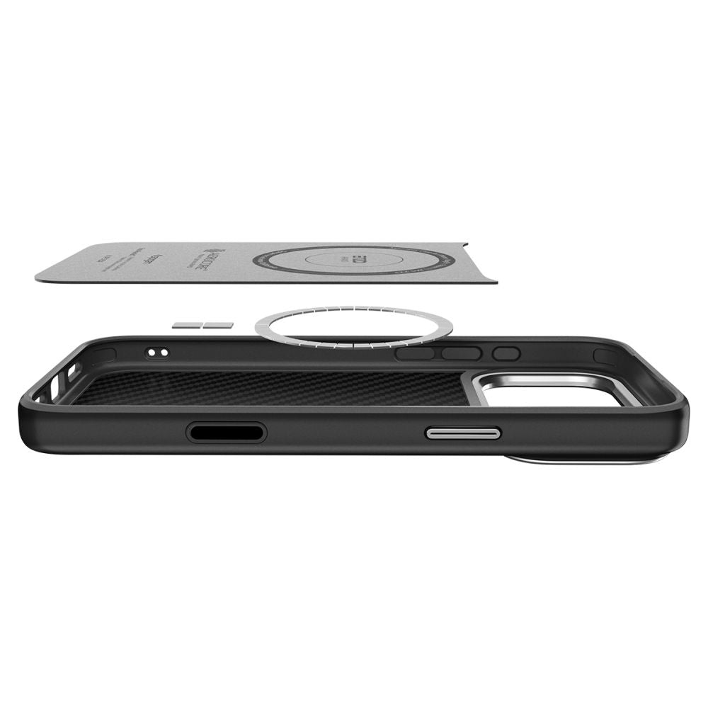 MagSafe-kotelo Apple iPhone 17 Prolle, Spigen, Enzo Aramid T, Musta Hopea ACS09958