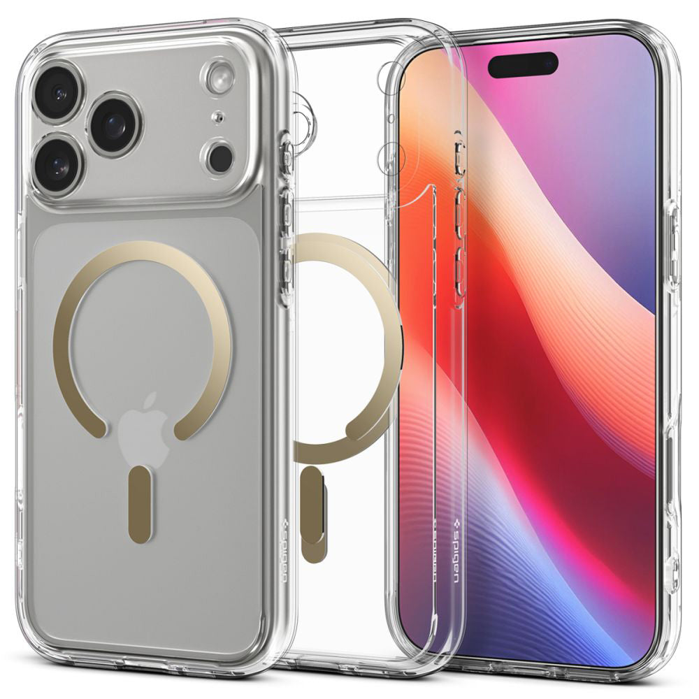 MagSafe-kotelo Apple iPhone 17 Prolle, Spigen, Ultra Hybrid, Läpinäkyvä Kulta