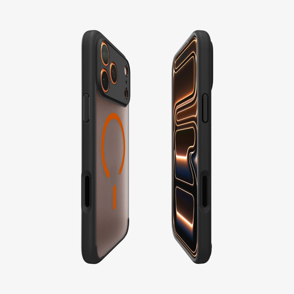 MagSafe-kotelo Apple iPhone 17 Prolle, Spigen, Ultra Hybrid, Musta Oranssi Satinoitu ACS10483
