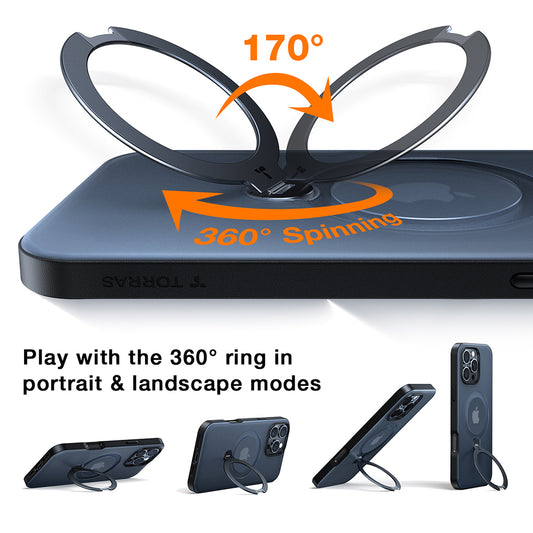 MagSafe-kotelo Apple iPhone 17 Prolle, Torras, Ostand Spin, Oranssi