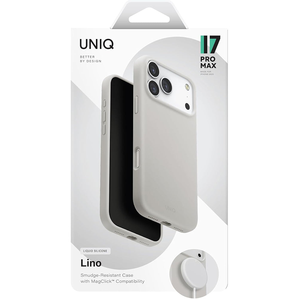 MagSafe-kotelo Apple iPhone 17 Prolle, UNIQ, Lino MagClick, Harmaa