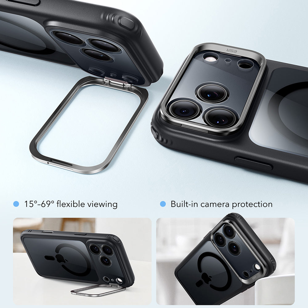 MagSafe-kuori Apple iPhone 18 Pro / 17 Pro:lle, ESR, Classic Hybrid Kickstand, Musta Läpinäkyvä