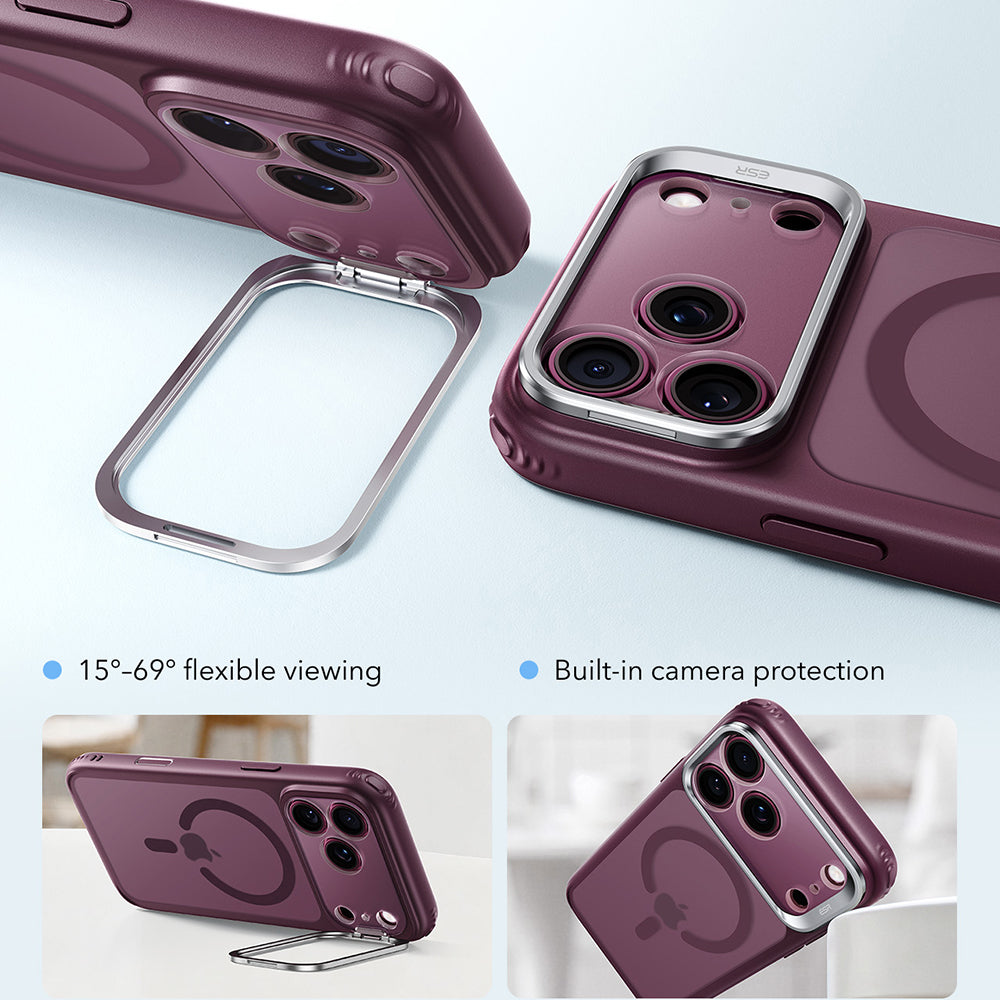 MagSafe-kuori Apple iPhone 18 Pro / 17 Pro:lle, ESR, Classic Hybrid Kickstand, Tummanpunainen satiinipintainen