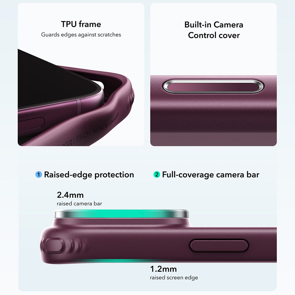 MagSafe-kuori Apple iPhone 18 Pro / 17 Pro:lle, ESR, Classic Hybrid Kickstand, Tummanpunainen satiinipintainen