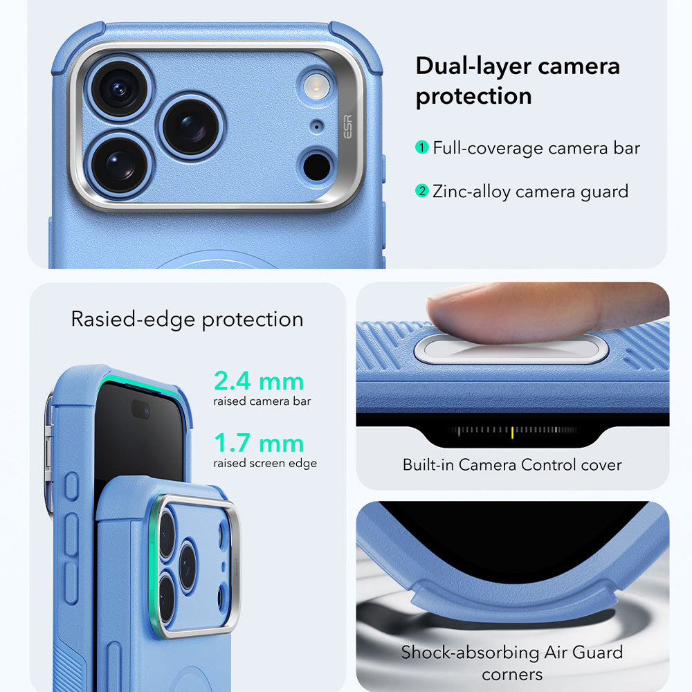 MagSafe-kuori Apple iPhone 18 Pro / 17 Pro:lle, ESR, Cyber Armor Kickstand, Sininen