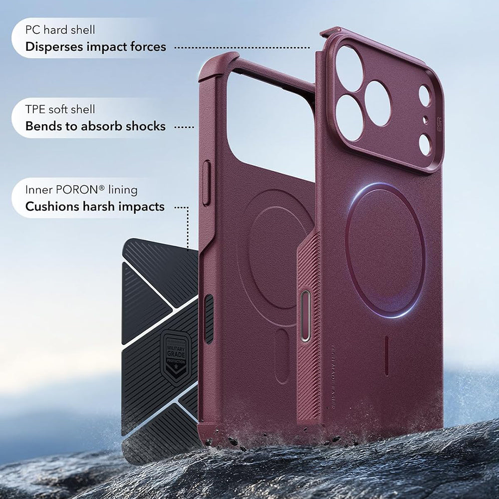 MagSafe-kuori Apple iPhone 18 Pro / 17 Pro -puhelimelle, ESR, Cyber, satiininen tummanviininpunainen