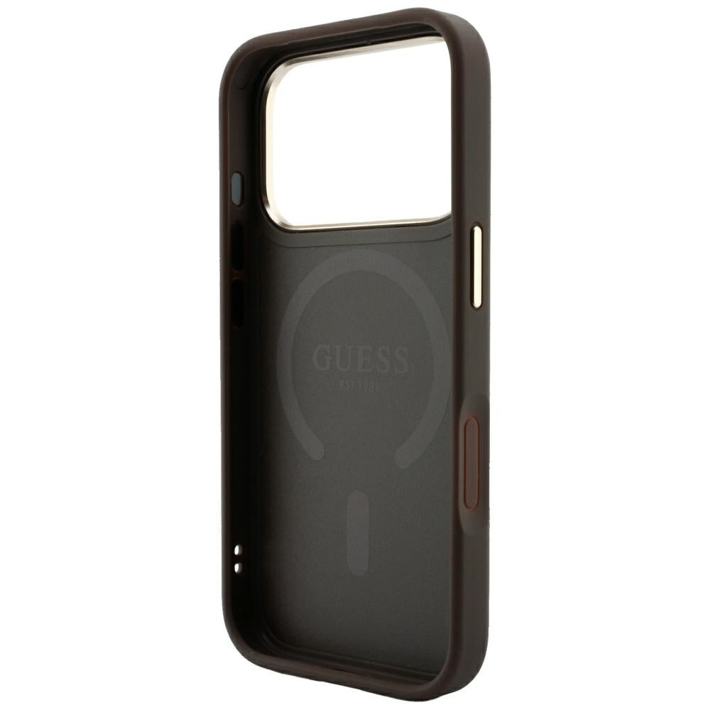 MagSafe-kuori Apple iPhone 18 Pro / 17 Pro:lle, Guess, 4G kohokuvioitu klassikko, ruskea