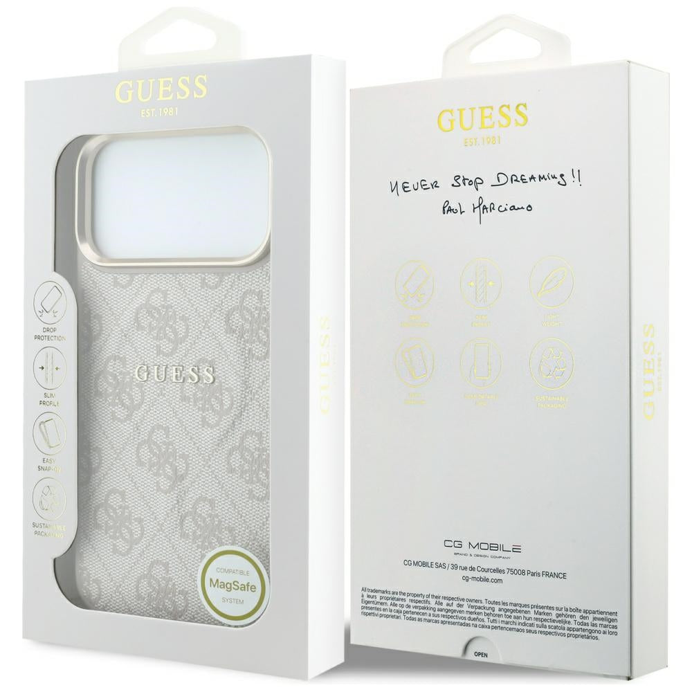 MagSafe-kuori Apple iPhone 18 Pro / 17 Pro:lle, Guess, 4G Embossed Classic, Vaaleanpunainen