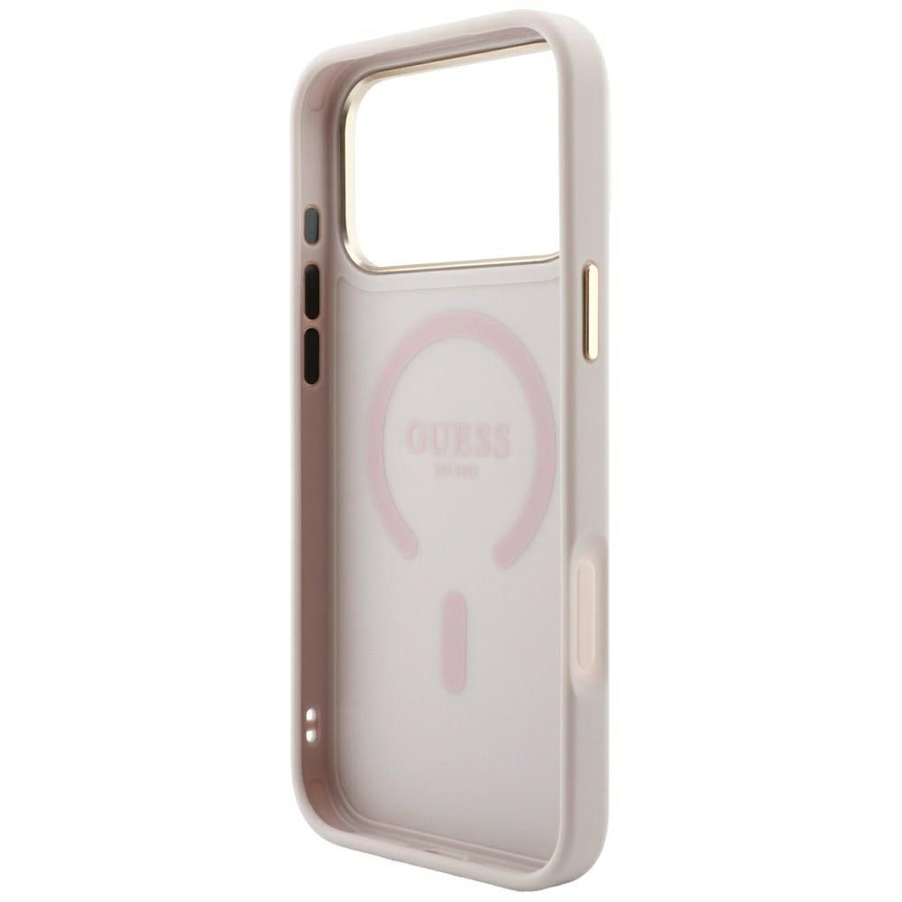 MagSafe-kuori Apple iPhone 18 Pro / 17 Pro:lle, Guess, 4G Embossed Classic, Vaaleanpunainen