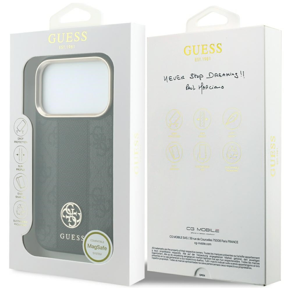 MagSafe-kuori Apple iPhone 18 Pro / 17 Pro:lle, Guess, 4G-raita pyöreä klassinen logo, musta