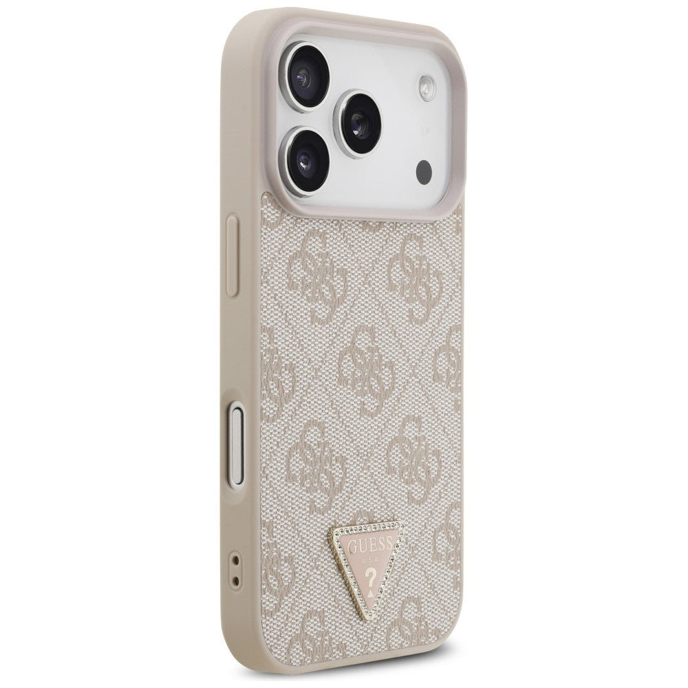 MagSafe-kuori Apple iPhone 18 Pro / 17 Pro:lle, Guess, 4G Triangle Strass, Vaaleanpunainen