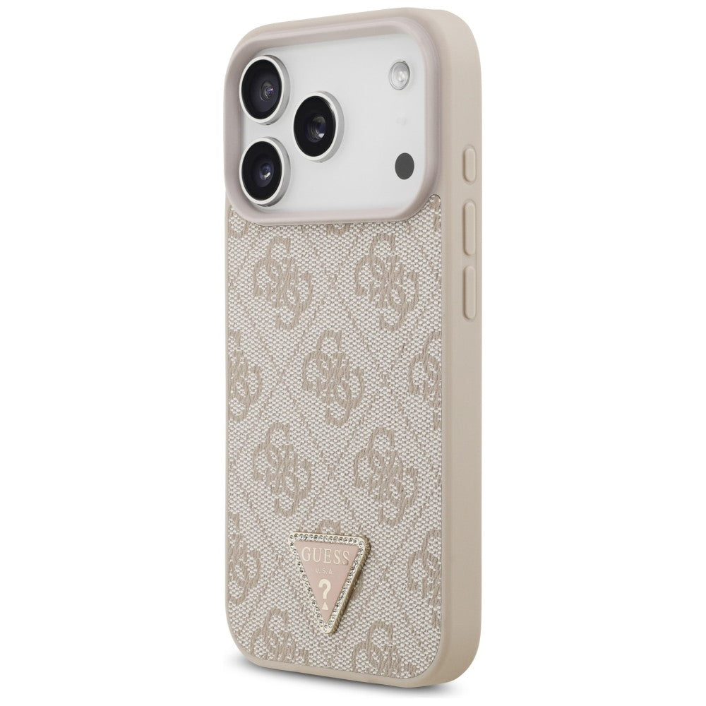 MagSafe-kuori Apple iPhone 18 Pro / 17 Pro:lle, Guess, 4G Triangle Strass, Vaaleanpunainen
