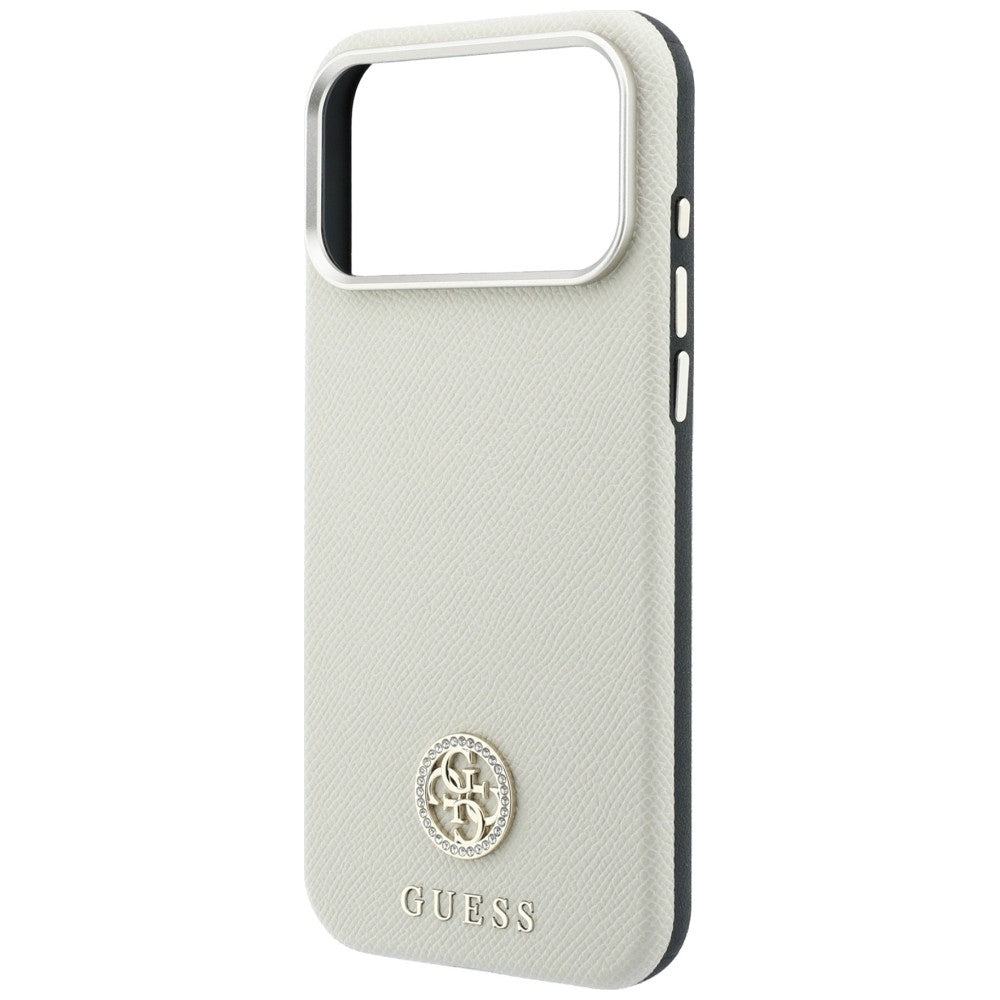 MagSafe Case for Apple iPhone 18 Pro / 17 Pro, Guess, Grained Round Strass Logo, Beige