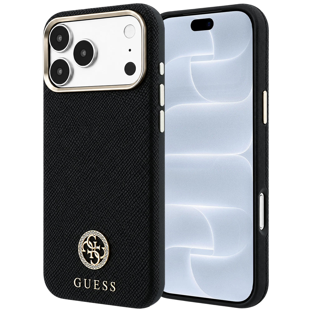 MagSafe-kuori Apple iPhone 18 Pro / 17 Pro:lle, Guess, rakeistulla pyöreällä strassilogolla, musta
