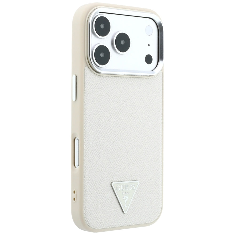 MagSafe Case for Apple iPhone 18 Pro / 17 Pro, Guess, Grained Triangle Logo, Beige