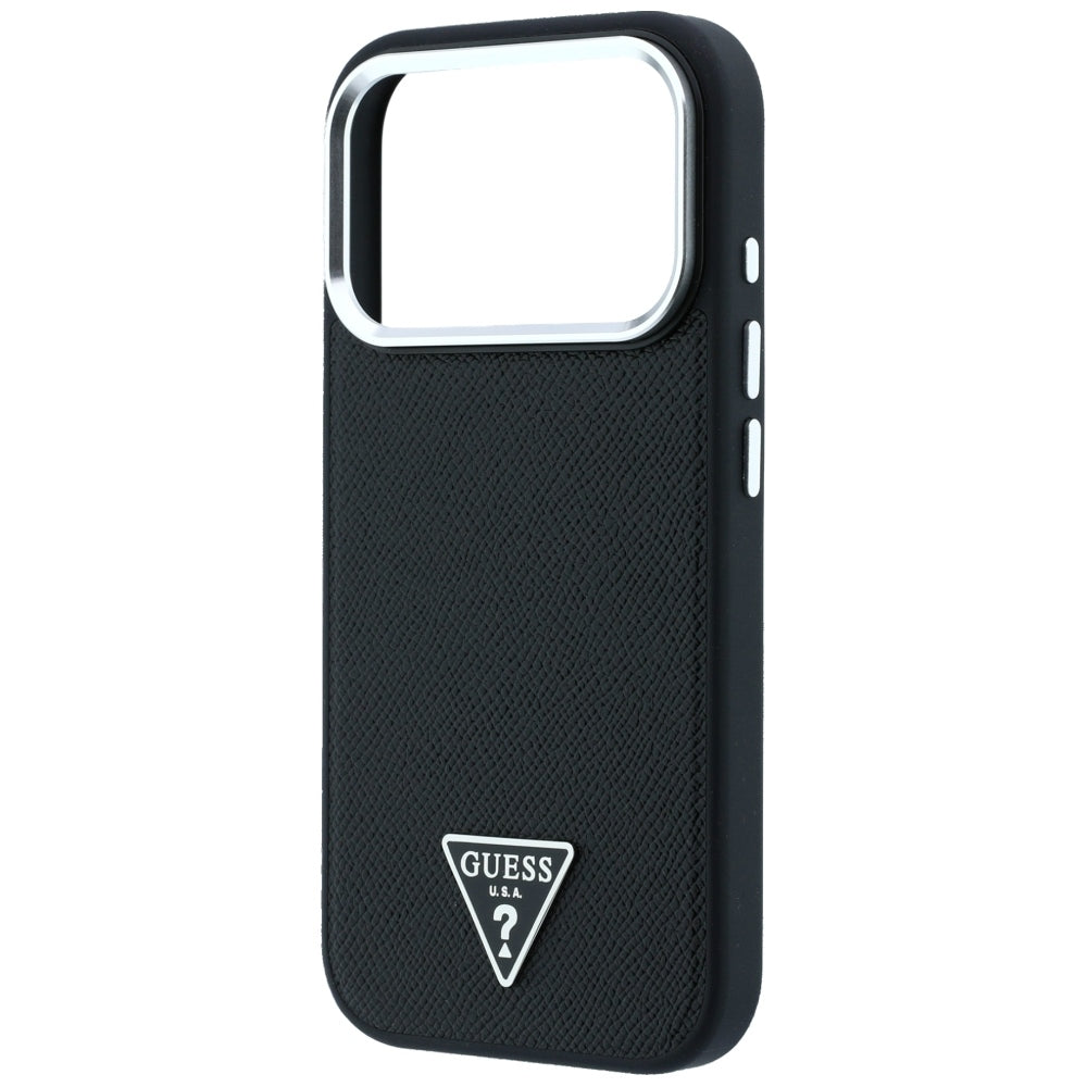 MagSafe-kuori Apple iPhone 18 Pro / 17 Pro:lle, Guess, Karkeapintainen kolmion logo, Musta