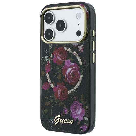 MagSafe-kuori Apple iPhone 18 Pro / 17 Pro:lle, Guess, IML Glitter Blossom Roses, Musta