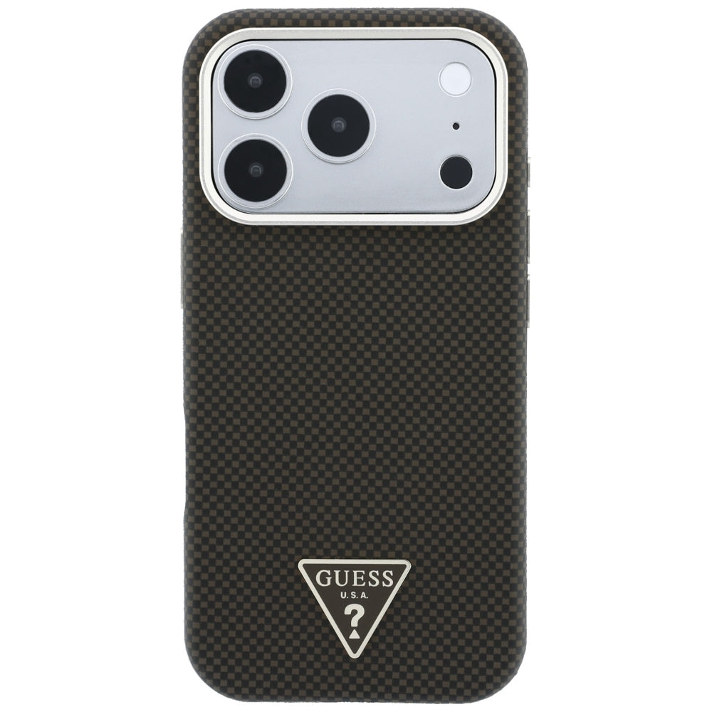 MagSafe Case for Apple iPhone 18 Pro / 17 Pro, Guess, Kevlar Triangle Logo, Brown