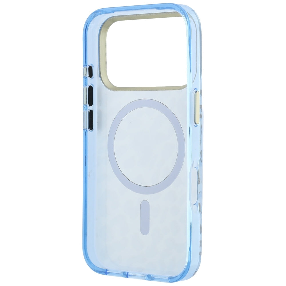 MagSafe-kuori Apple iPhone 18 Pro / 17 Pro:lle, Guess, Leopard Glitter Triangle Logo, Bleu