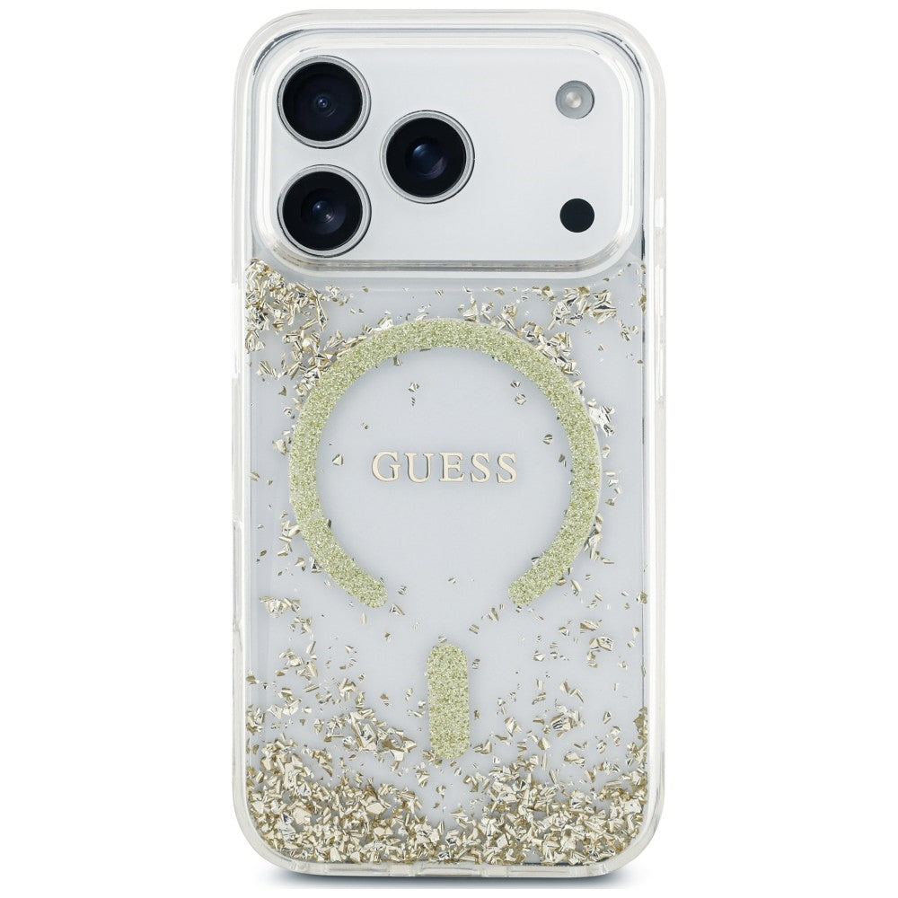MagSafe-kuori Apple iPhone 18 Pro / 17 Pro:lle, Guess, hartsipohjainen kimallus, kultainen