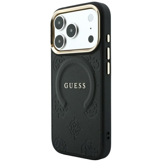 MagSafe-kuori Apple iPhone 18 Pro / 17 Pro:lle, Guess, Saffiano Peony Ring, Musta