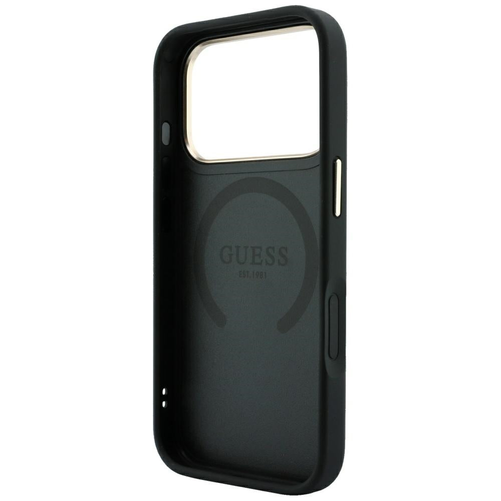 MagSafe Case for Apple iPhone 18 Pro / 17 Pro, Guess, Saffiano Peony Ring, Black