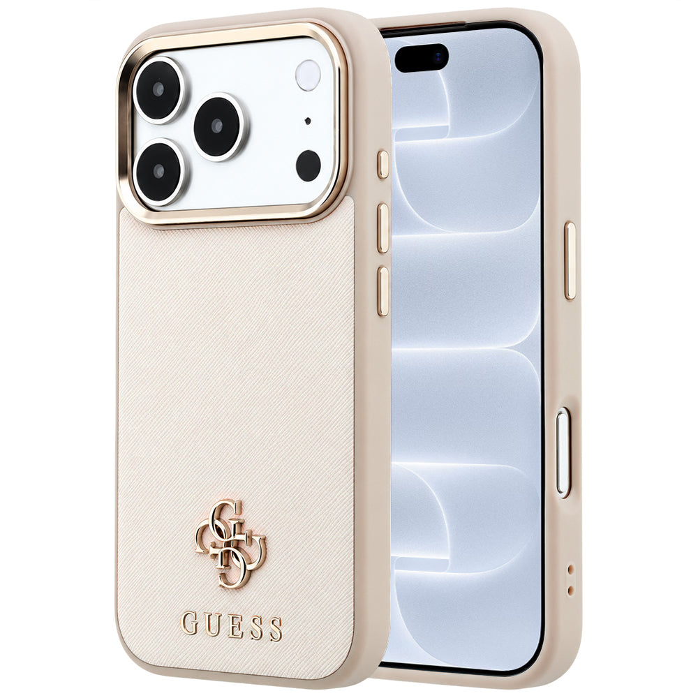 MagSafe-kuori Apple iPhone 18 Pro / 17 Pro:lle, Guess, Saffiano Small 4G Classic, Beige