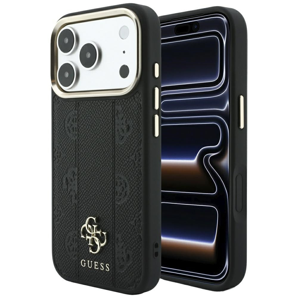 MagSafe Case for Apple iPhone 18 Pro / 17 Pro, Guess, Stripe Peony 4G, Black