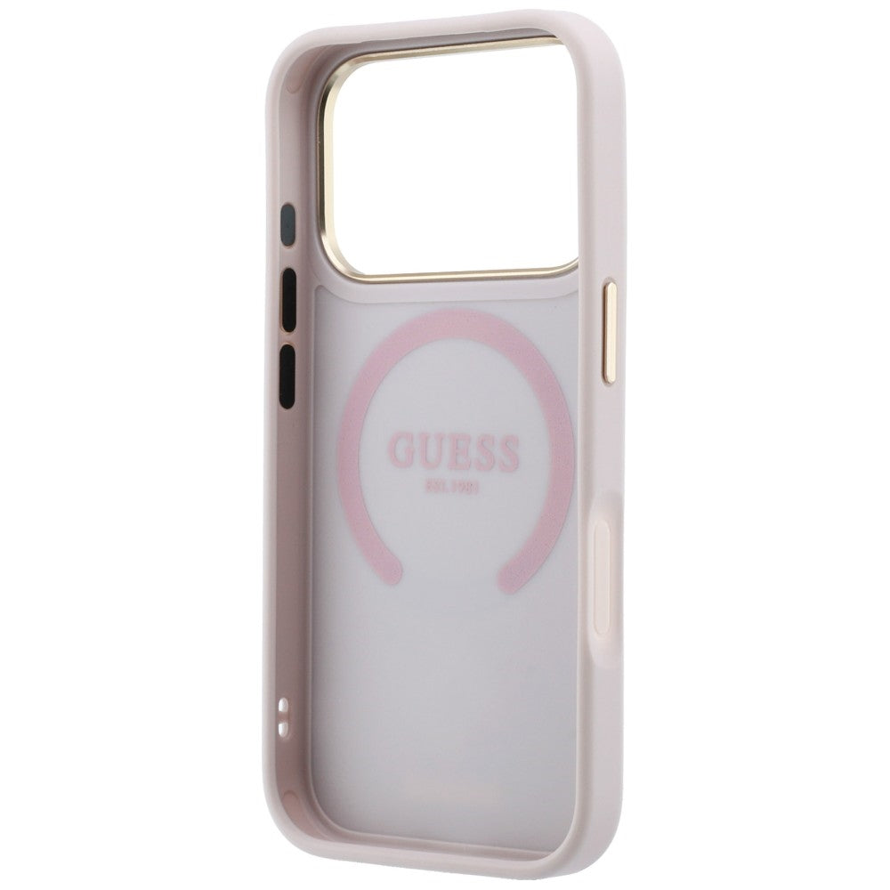 MagSafe-kuori Apple iPhone 18 Pro / 17 Pro:lle, Guess, Stripe Peony 4G, Vaaleanpunainen