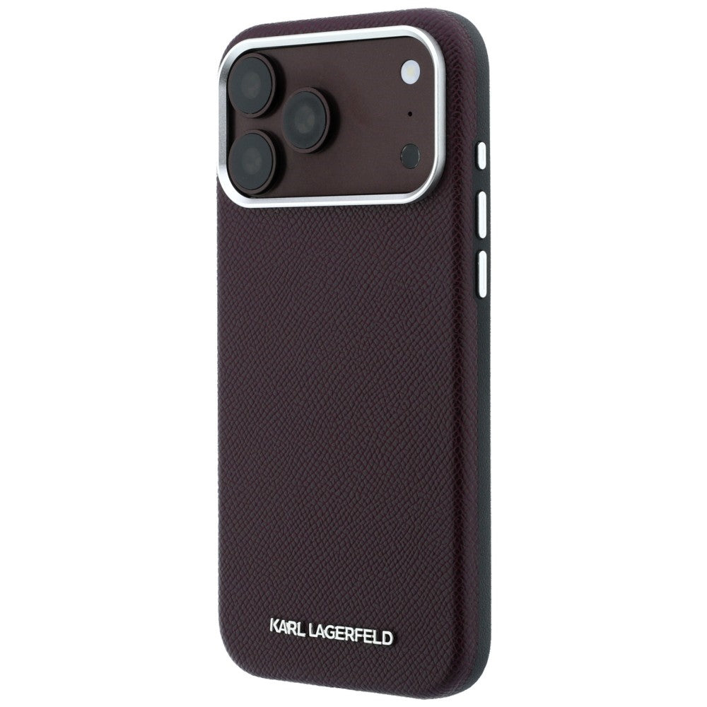 MagSafe Case for Apple iPhone 18 Pro / 17 Pro, Karl Lagerfeld, Grained Elongated Logo, Burgundy