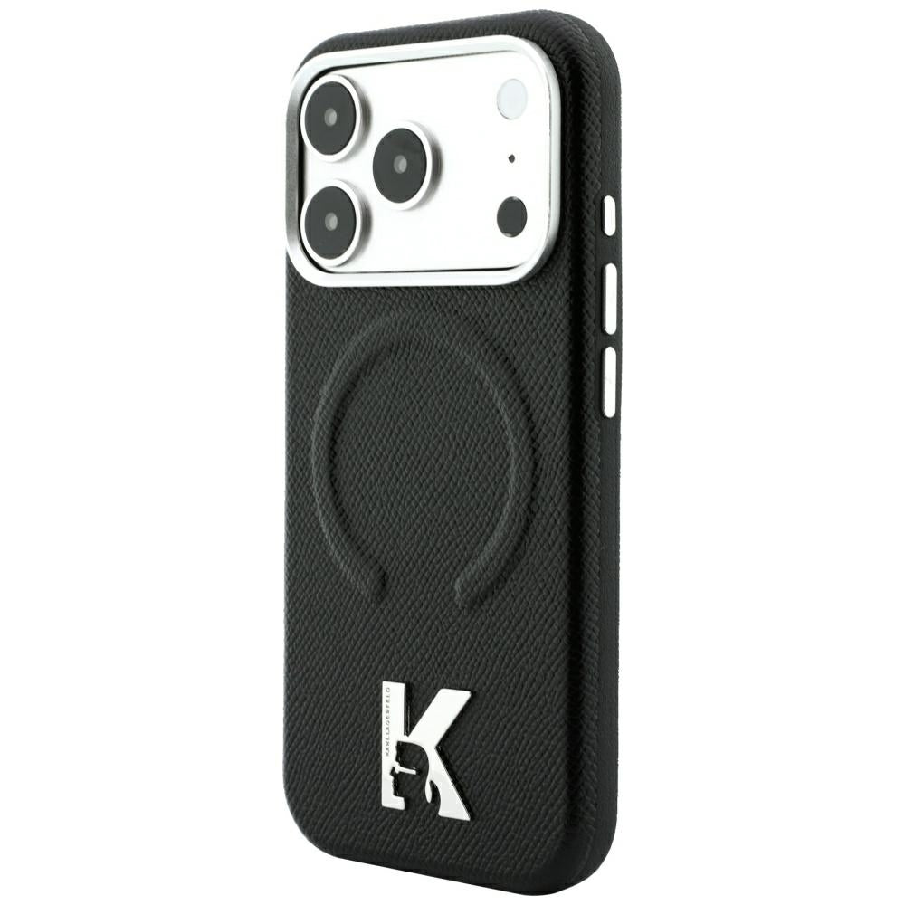 MagSafe-kuori Apple iPhone 18 Pro / 17 Pro:lle, Karl Lagerfeld, Karkeapintainen kohokuvioitu rengas, Musta