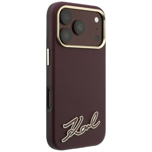 MagSafe-kuori Apple iPhone 18 Pro / 17 Pro:lle, Karl Lagerfeld, rakeistettu hartsilogolla, viininpunainen
