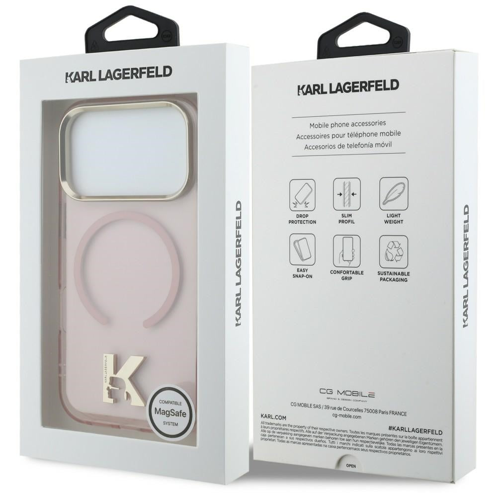 MagSafe-kuori Apple iPhone 18 Pro / 17 Pro -puhelimelle, Karl Lagerfeld, IML Karl Head Logo, vaaleanpunainen