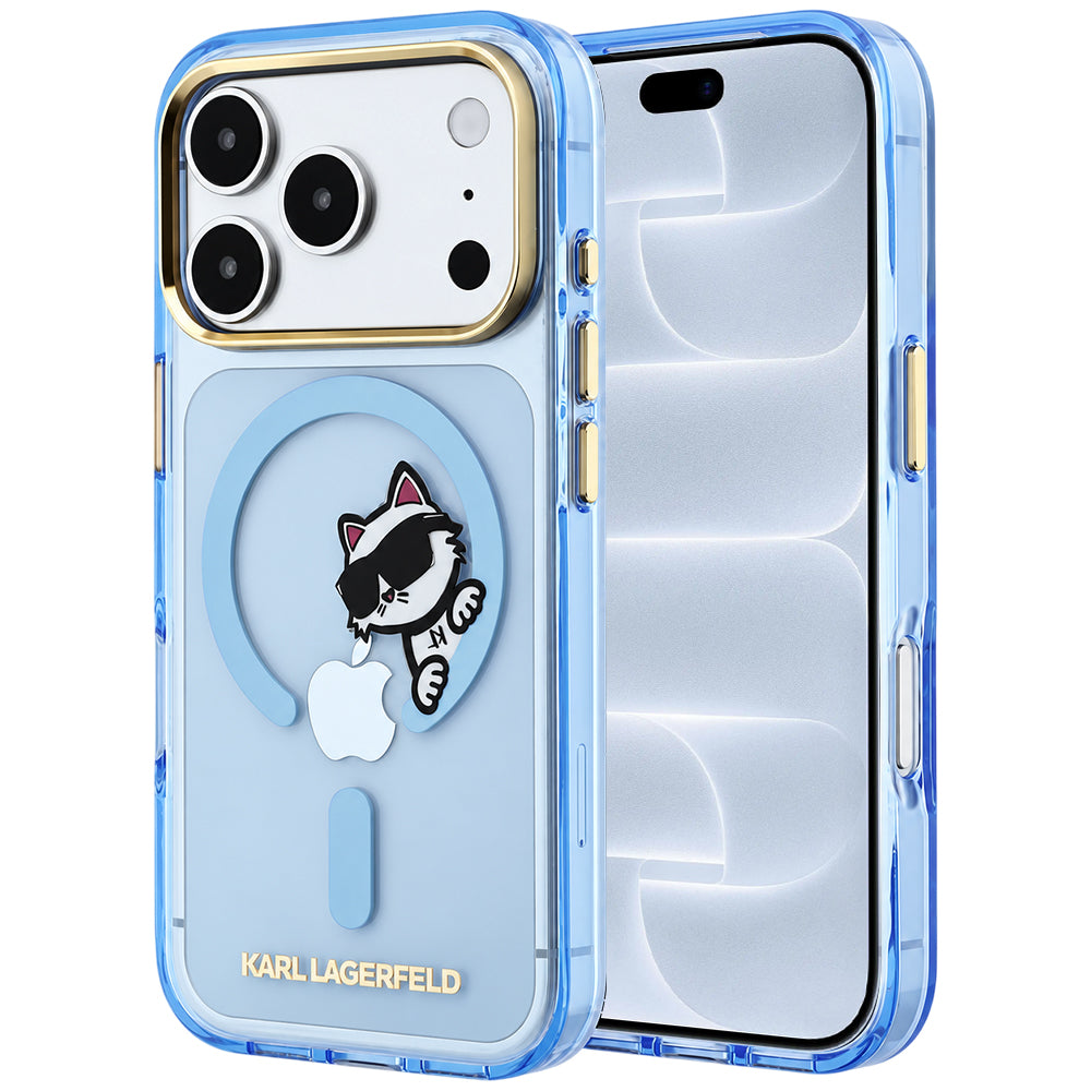 MagSafe-kuori Apple iPhone 18 Pro / 17 Pro:lle, Karl Lagerfeld, IML Peekaboo Print Metallikehys, Sininen