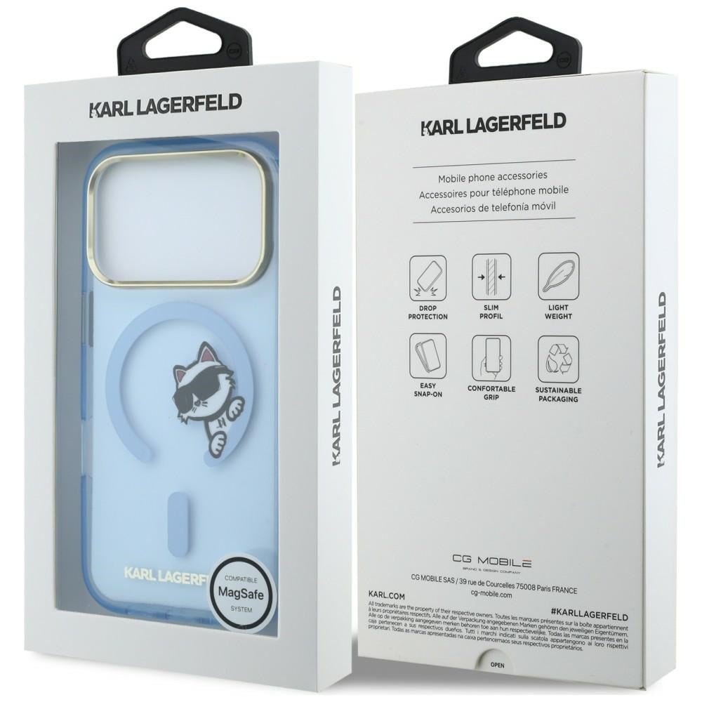 MagSafe-kuori Apple iPhone 18 Pro / 17 Pro:lle, Karl Lagerfeld, IML Peekaboo Print Metallikehys, Sininen