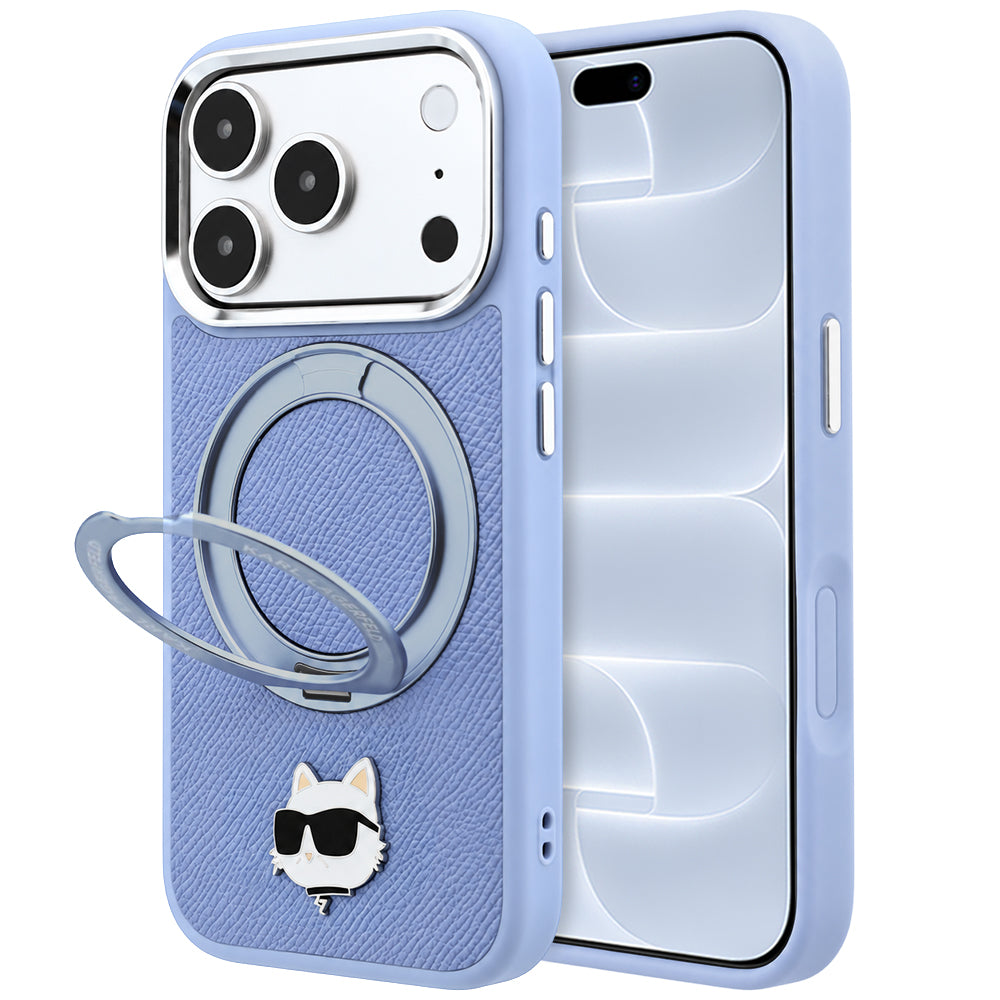 MagSafe-kuori Apple iPhone 18 Pro / 17 Pro:lle, Karl Lagerfeld, Ring Stand 360 Choupette Pin, Bleu