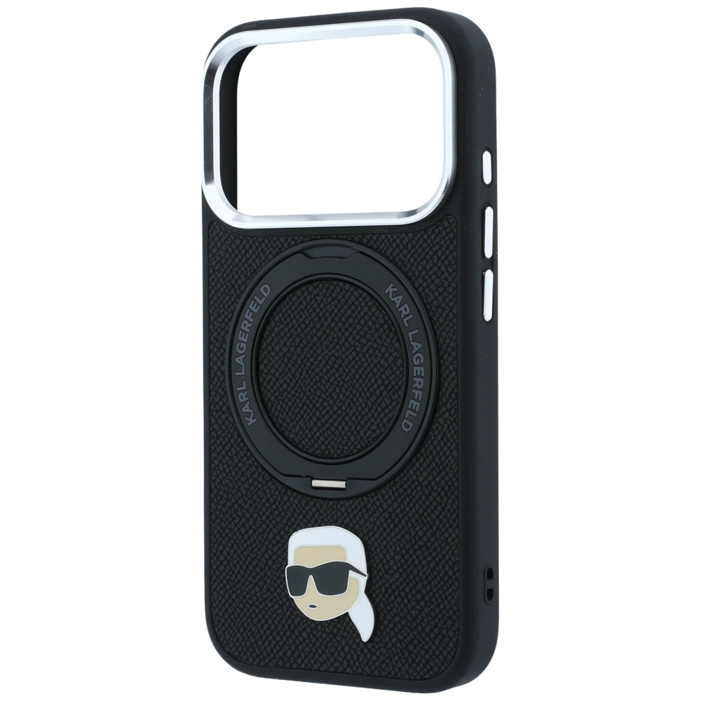 MagSafe-kuori Apple iPhone 18 Pro / 17 Pro:lle, Karl Lagerfeld, Ring Stand 360 Karl Pin, Musta