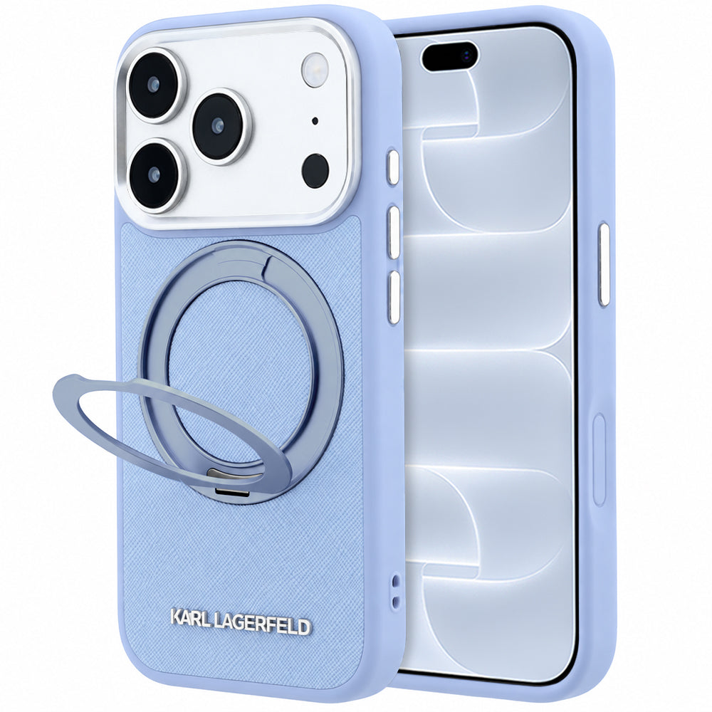 MagSafe-kuori Apple iPhone 18 Pro / 17 Pro:lle, Karl Lagerfeld, Ring Stand 360 Saffiano, Bleu