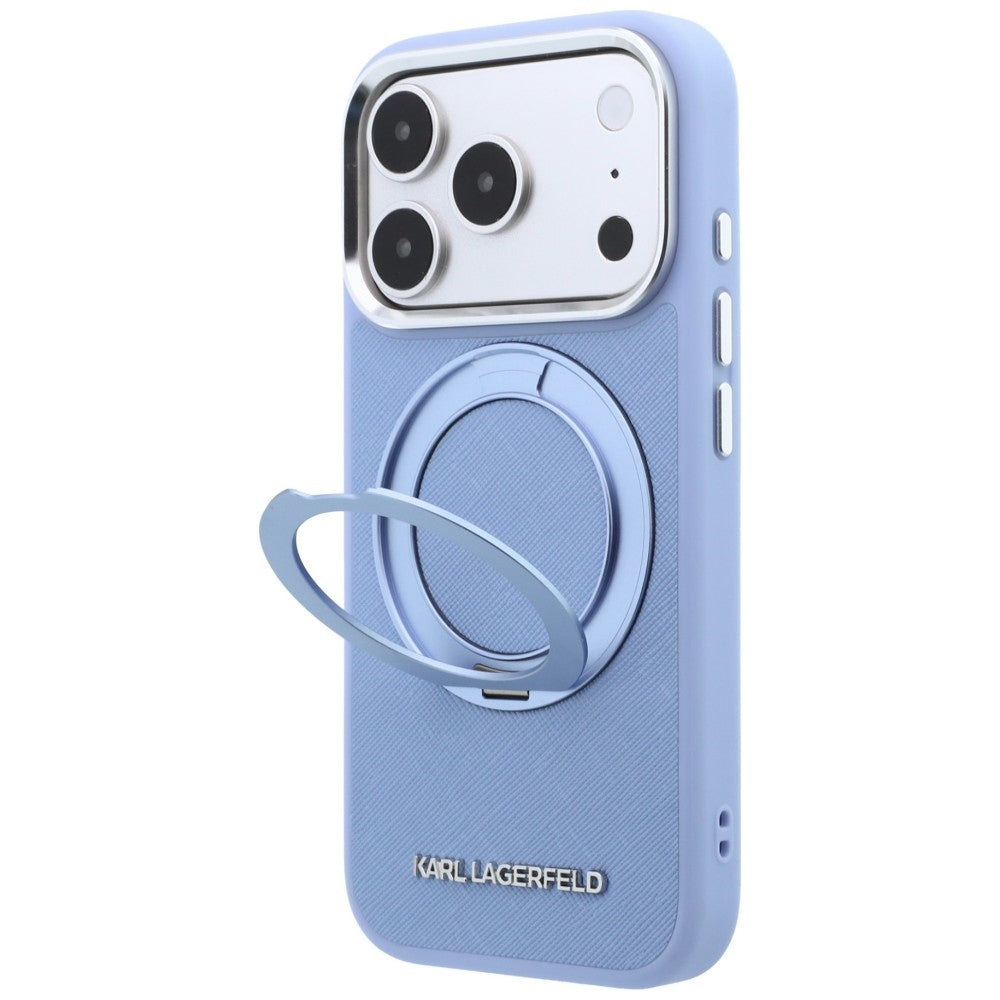 MagSafe-kuori Apple iPhone 18 Pro / 17 Pro:lle, Karl Lagerfeld, Ring Stand 360 Saffiano, Bleu
