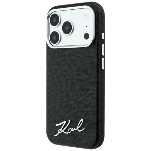 MagSafe-kuori Apple iPhone 18 Pro / 17 Pro:lle, Karl Lagerfeld, Saffiano Small Script Metal Logo, Musta