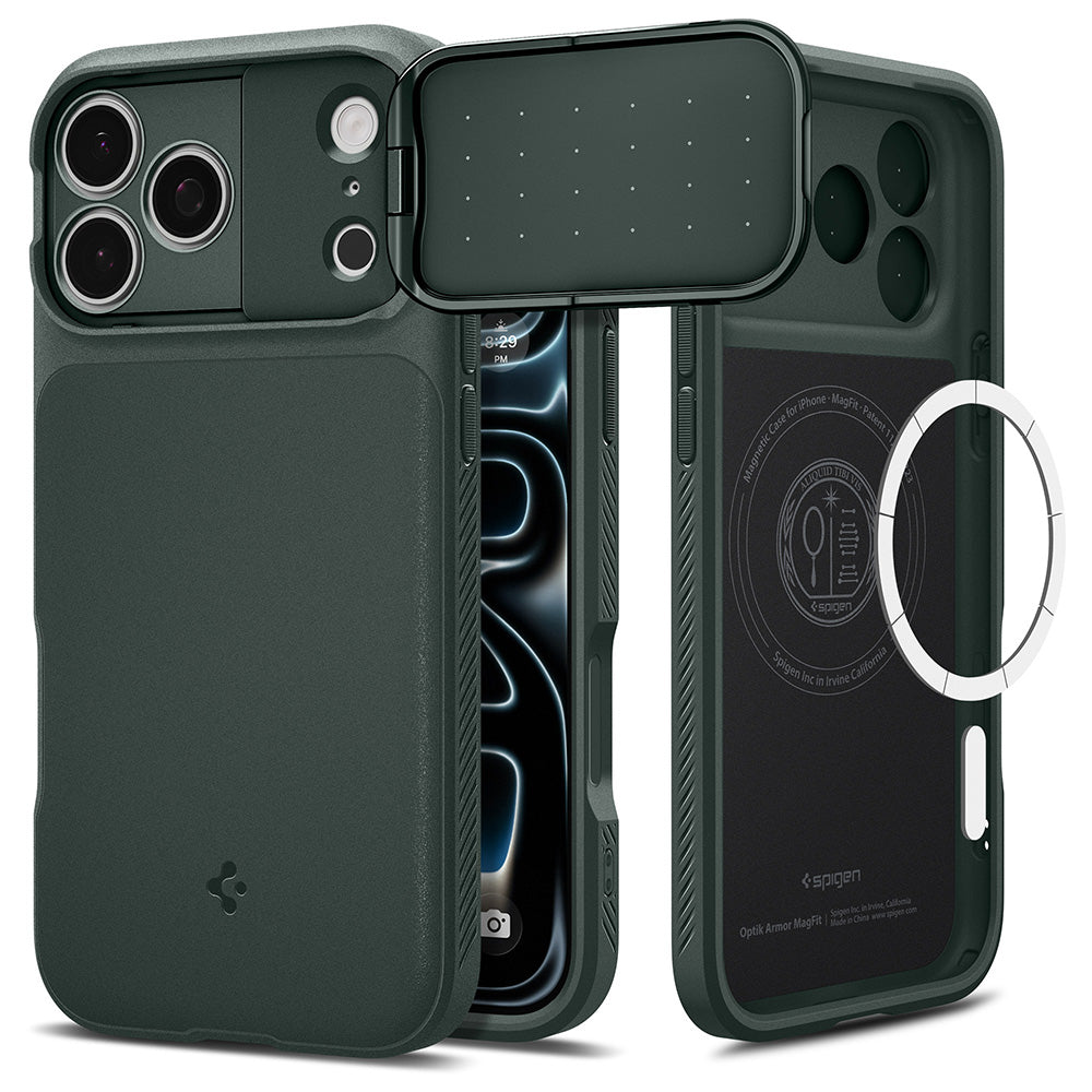 MagSafe Case for Apple iPhone 18 Pro / 17 Pro, Spigen, Optik Armor, Green ACS09954