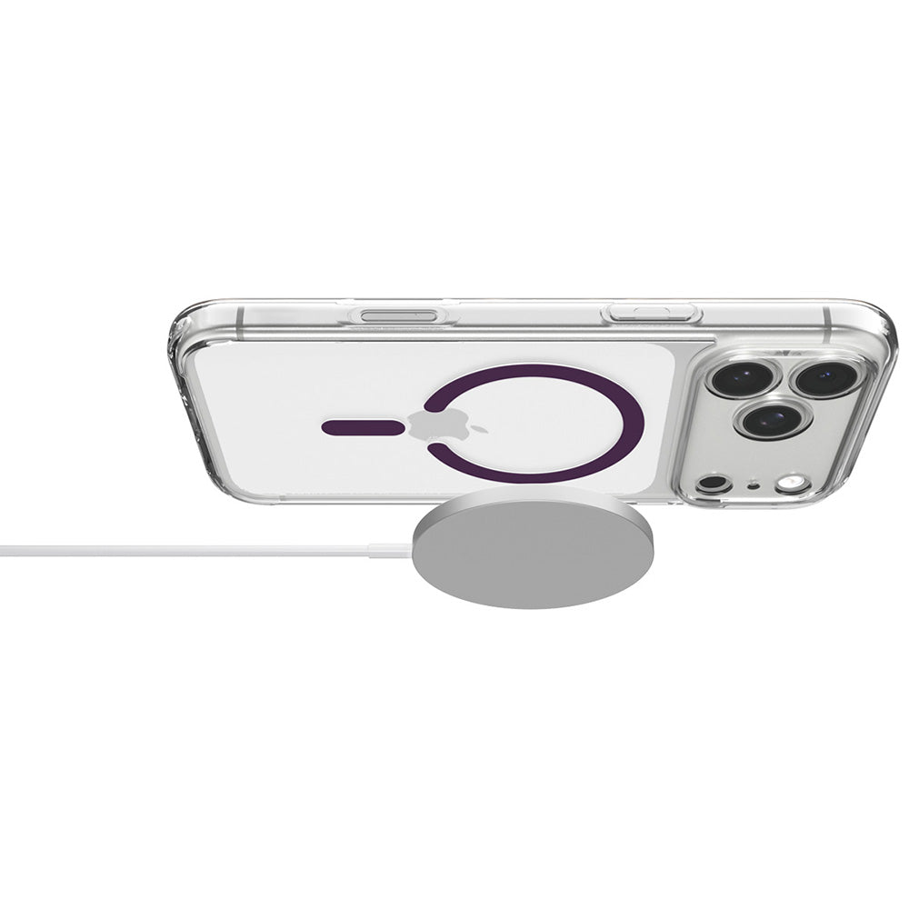MagSafe-suojakuori Apple iPhone 18 Pro / 17 Pro -puhelimelle, Spigen Ultra Hybrid, läpinäkyvä viininpunainen ACS12335