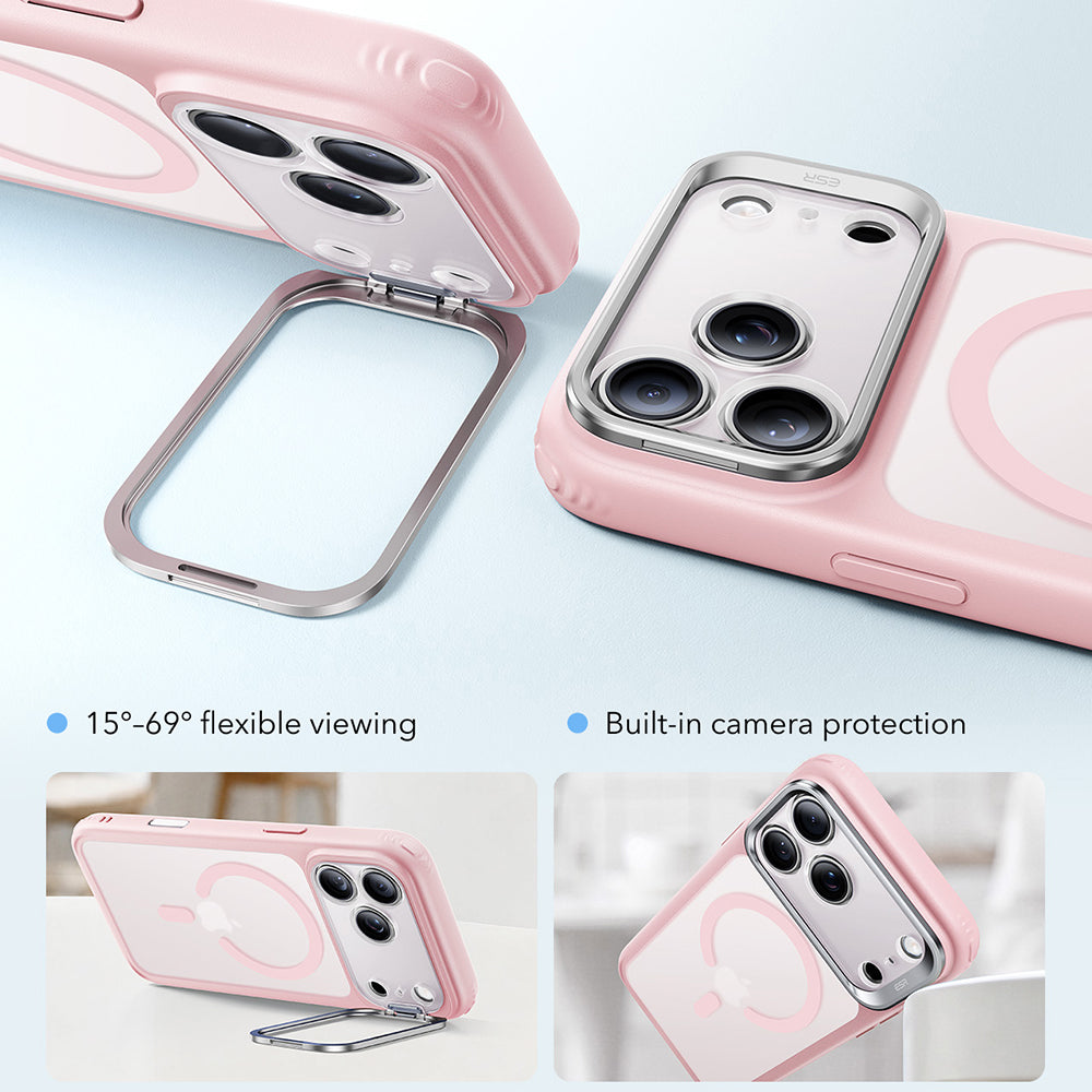 MagSafe-kuori Apple iPhone 18 Pro Max / 17 Pro Max, ESR, Classic Hybrid Kickstand, satiininen vaaleanpunainen